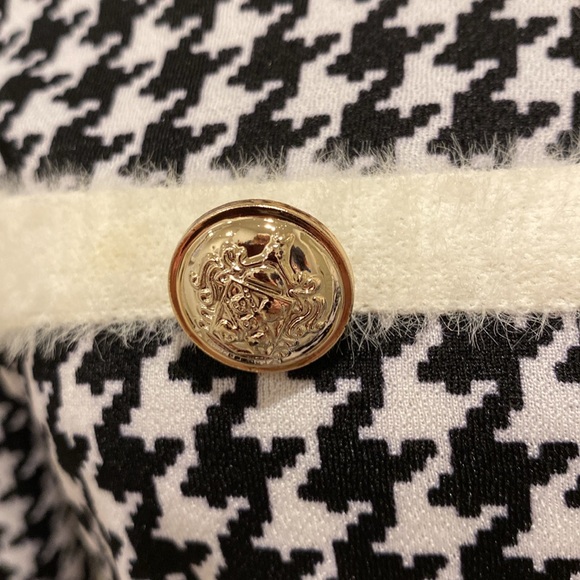 SHEIN dress houndstooth black and white gold tone buttons, preppy, size S - Picture 3 of 7